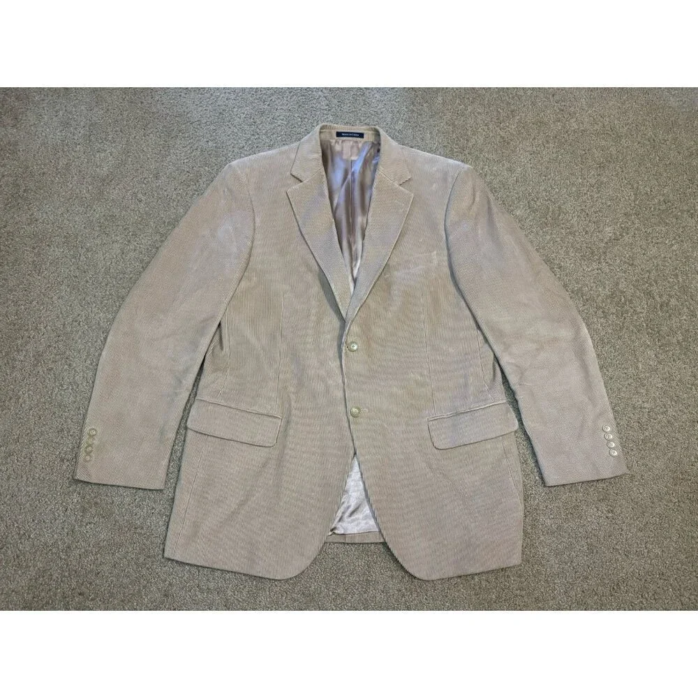 LANDS END Corduroy Jacket Mens 44R Tan Blazer Sport Coat Classic Business Wear